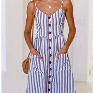 Beautiful blue and white striped midi dress
